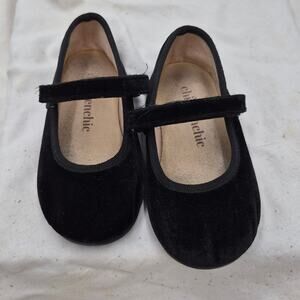 Childrenchic Cassie Black Black Velvet Mary Jane Shoes Toddler girl size 23 US 7